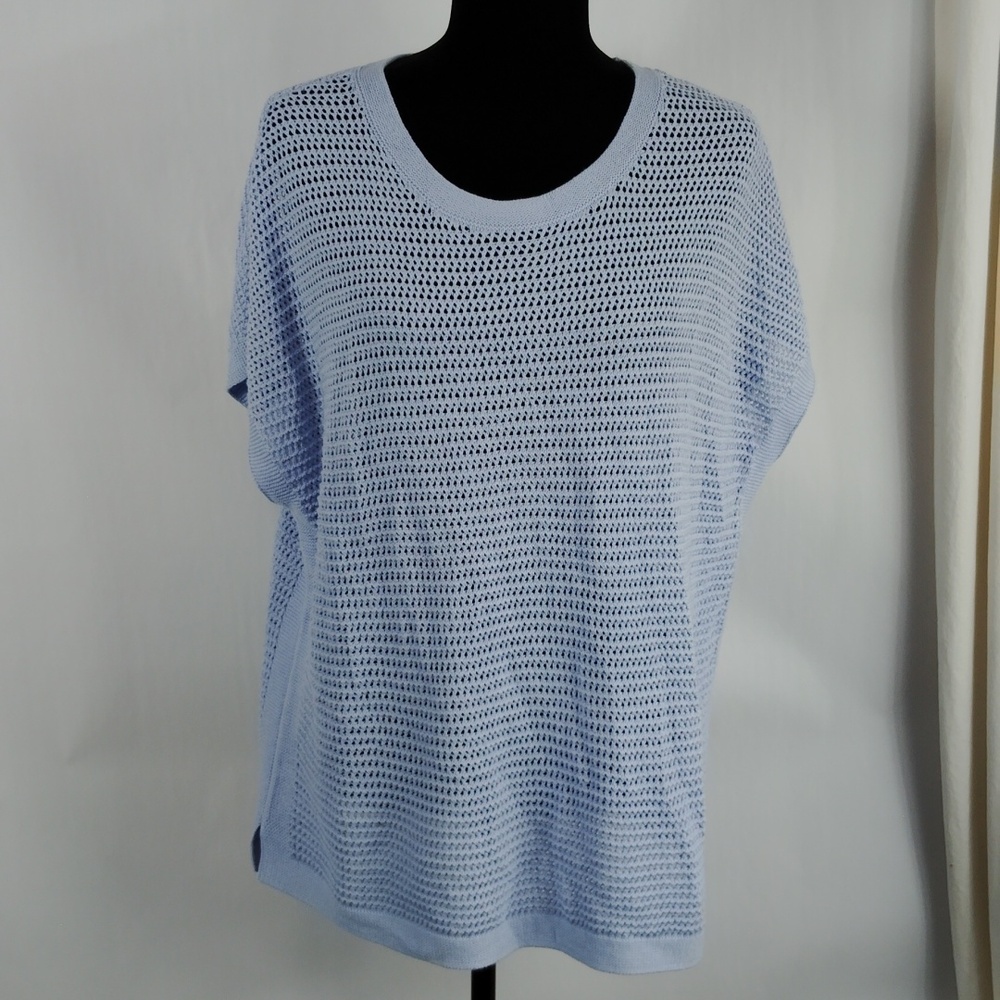 J. Jill Open Stitch Short Sleeve Tunic Sweater